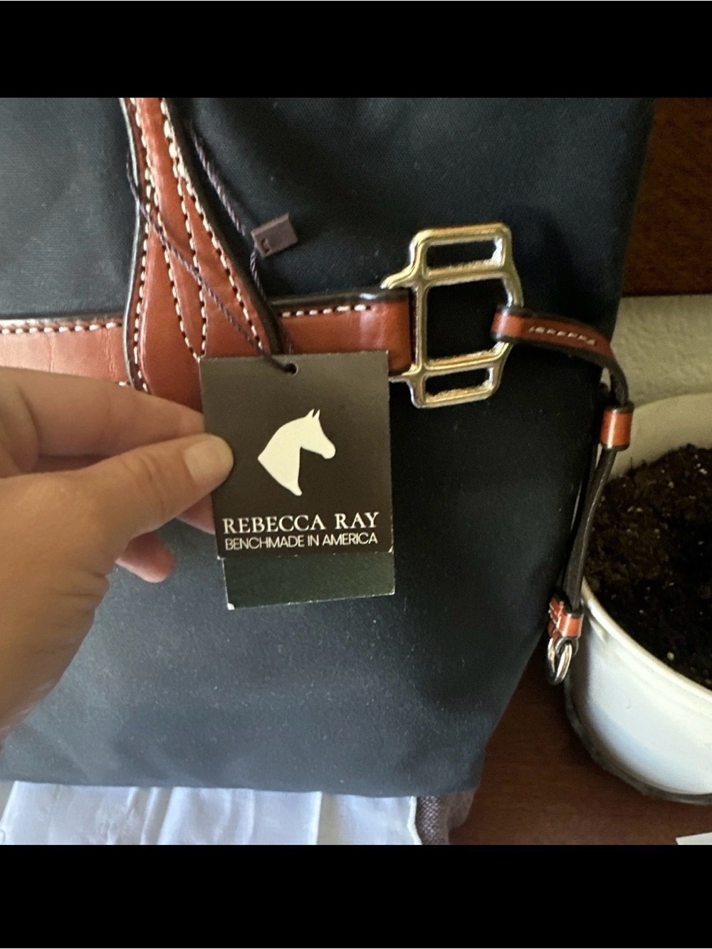 Black Chef D’Equipe Tote Bag with Brown Leather Trim Equestrian - Picture 3 of 6